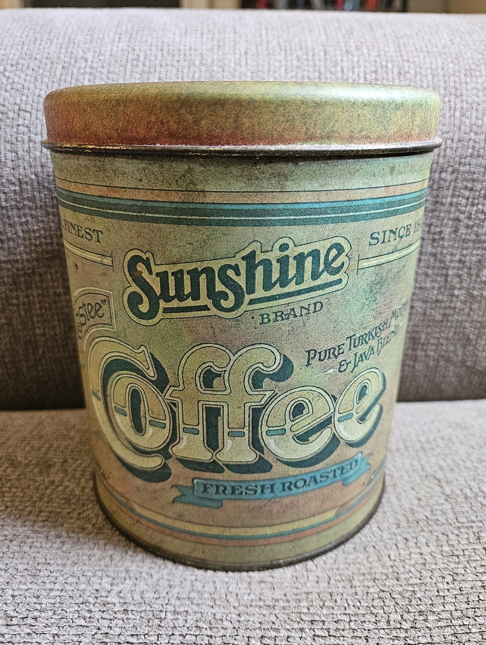 1970's Ballonoff Sunshine Coffee Canister Vintage Decorative Metal Tin